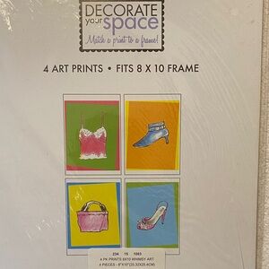 Fashion Art Prints - Pink & Blue Set of 4